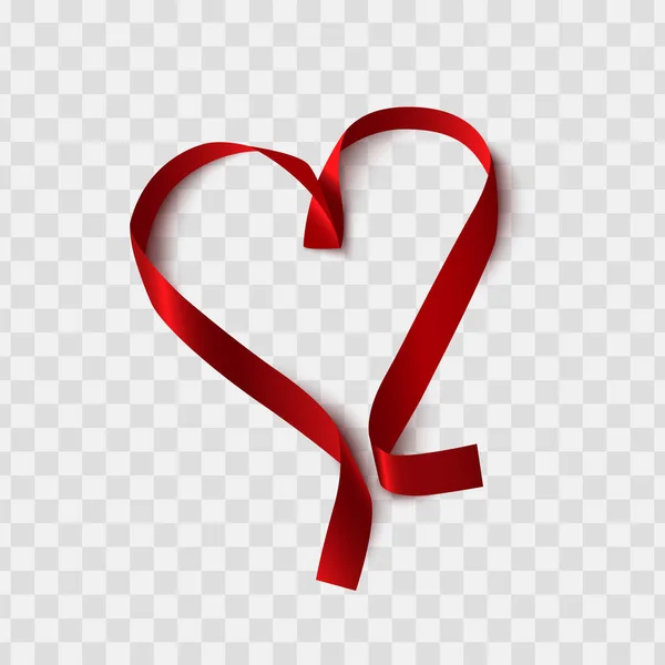 Valentine day design. Red silk heart shape vector illustration — Stock Vector