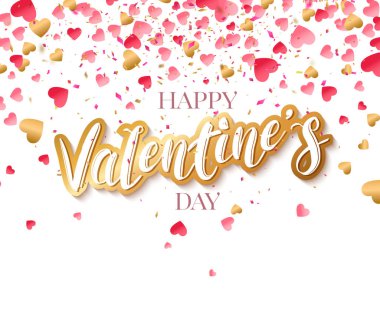 Sevgililer günü arka plan kırmızı kalpler konfeti ile seviyorum. Vektör çizim