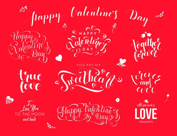 Valentine day hand drawn calligraphy. Love lettering vector illustration — Stock Vector