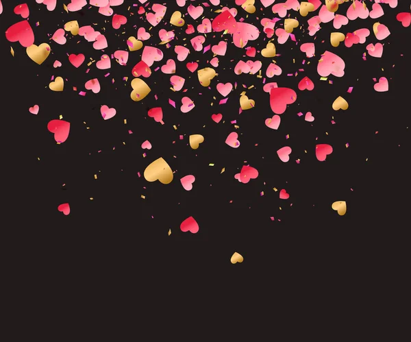 Love Valentine Day background with red hearts confetti. Vector illustration — Stock Vector