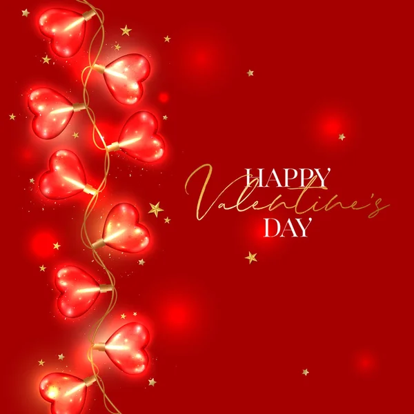 バレンタイン当日の背景、心形電球です。愛の概念ベクトル図 — ストックベクタ