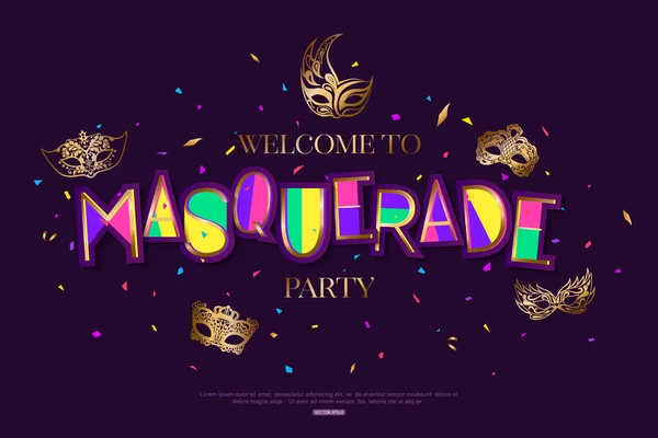 Masquerade in Brazil bright background decorated with masks — Stock Vector