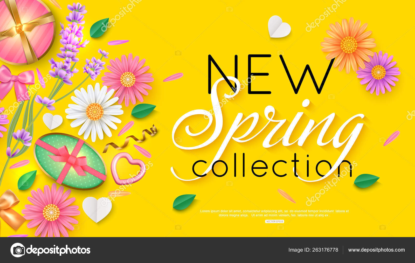 春の新コレクションバナーレイアウト 花 ギフトボックス ストックベクター C Vectorgift