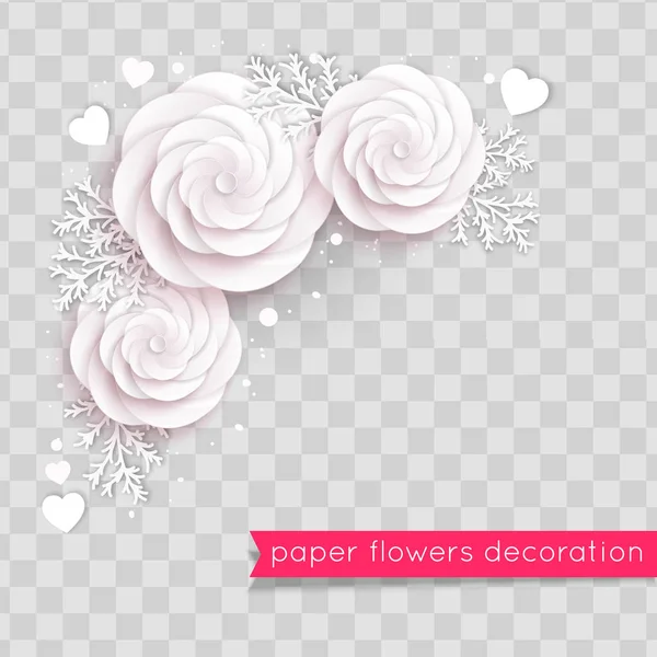 Papel rosado flores cortadas. Composición floral. Ilustración vectorial — Vector de stock