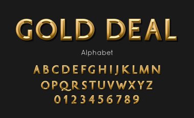 Vektör modern altın anlaşma alfabe ve yazı tipi