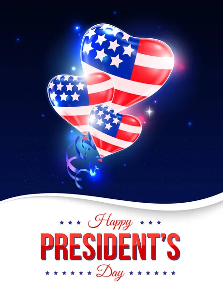 Happy Presidents day holiday design background with ballons — Stock Vector