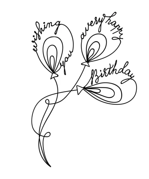 誕生日カードのデザイン。手描きのバルーンとレタリングベクトルイラスト ストックベクター