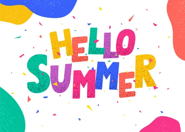 Hello Summer poster. Kleurrijke letters. Vector illustratie — Stockvector