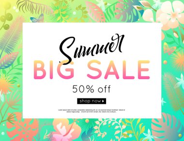 Vektör yaz satış banner tasarım. Kağıt stili.