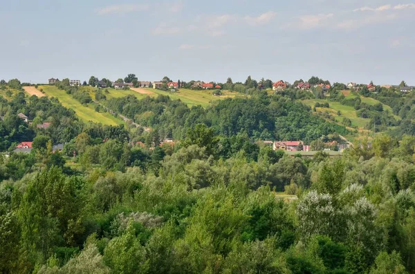 Zielony Krajobraz Wzgórze Dom Kraj Flora Drzewo Podróże Turystyka Dzień — Zdjęcie stockowe