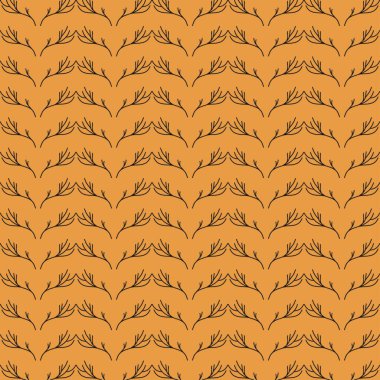 Turuncu arka planda siyah boynuzlar. Ağaç dallarına çok benziyorlar. Arkaplan, dekor, ambalaj, tebrik kartı olarak kullanılabilir.