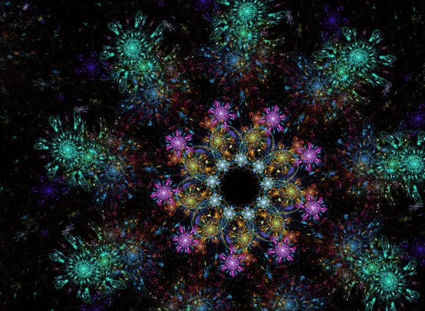 Soyut fraktal desen ve şekiller. Fraktal doku. Serisi, süslü boya renkleri. Arka plan illüstrasyon renk dokusu oluşur.