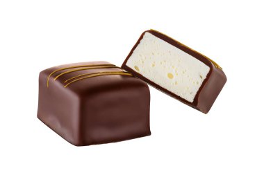 Vanilya dolgulu çikolatalı sufle şekeri.