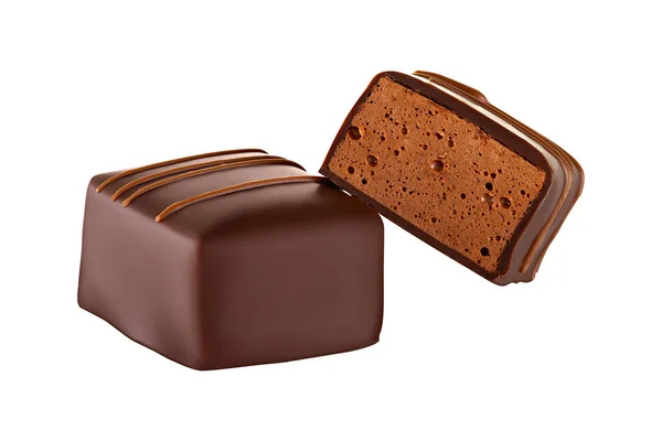 チョコレート入りの高級職人のスフレキャンディー ストック画像