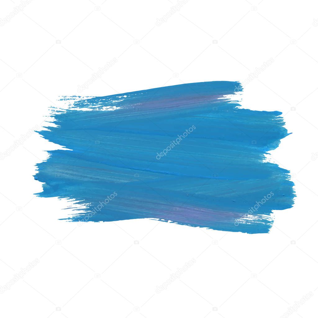 Blue motion watercolor paint stain isolated on white background. Dynamic Brush Stroke. vector illustration. Art Abstract Space for Text.