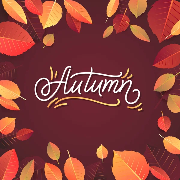 Herfst belettering. Handgeschreven typografie op witte achtergrond. Vectorillustratie voor uw ontwerp. — Stockvector