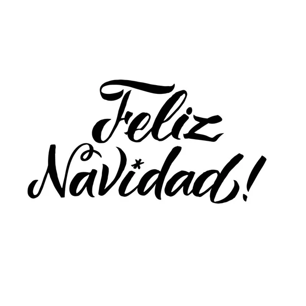 Feliz Navidad Carrera Caligrafía Española Tarjeta Felicitación Tipografía Negra Sobre — Archivo Imágenes Vectoriales