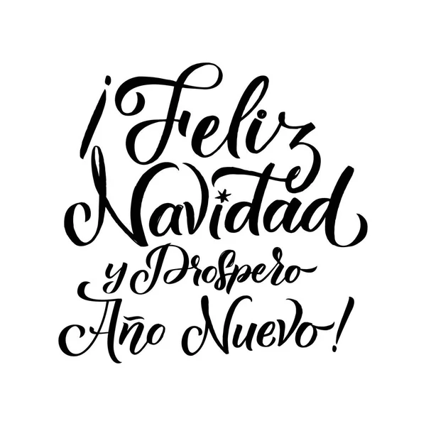 Frohe Weihnachten Spanischer Kalligraphie Grußkarte Schwarze Typografie Auf Weißem Hintergrund — Stockvektor