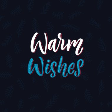 Sıcak dilek. Mutlu Noeller hat. Tebrik Cardtypography kare koyu arka plan üzerinde