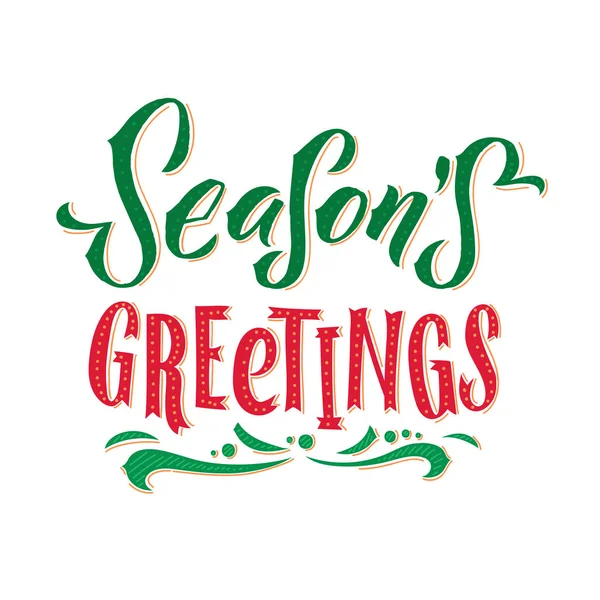 Season Greetings Merry Christmas Tekstontwerp Vector Logo Typografie Bruikbaar Als — Stockvector