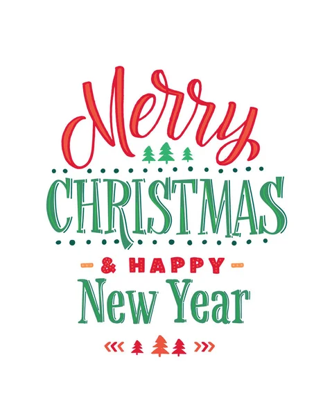 Merry Christmas Happy New Year Text Design Vector Logo Typography — Stock Vector