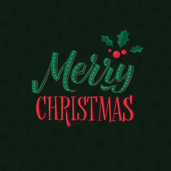 Merry Christmas Kalligrafie Poster Groet Cardtypography Vierkant Donkere Achtergrond — Stockvector