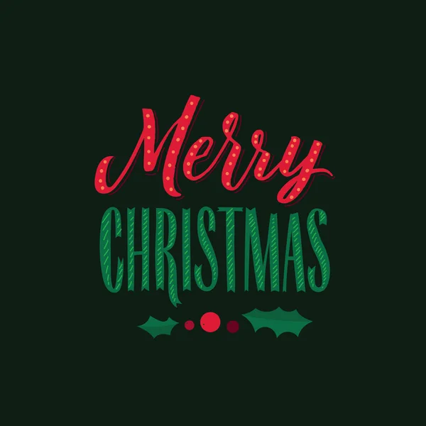 Merry Christmas Calligraphy Poster Greeting Cardtypography Square Dark Background — Stock Vector