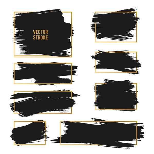 Vektorschläge. abstrakte Hintergrundsammlung. schwarze und goldene Tinte — Stockvektor