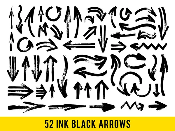 Vector Strokes. Conjunto de Backhground abstracto. Tinta negra Flechas aisladas sobre fondo blanco — Vector de stock