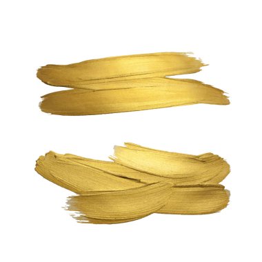 Beyaz arka planda altın boya fırça sıcama