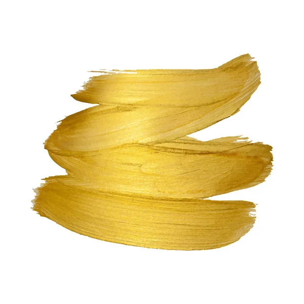 Pincelada dorada sobre fondo blanco — Vector de stock