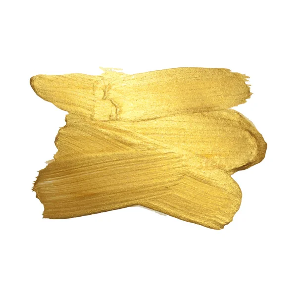 Golden paint brush stroke on white background — Stock Vector