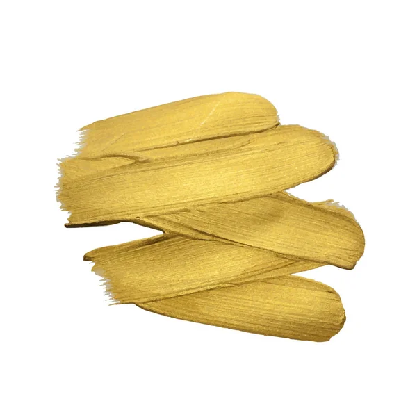 Golden paint brush stroke on white background — Stock Vector