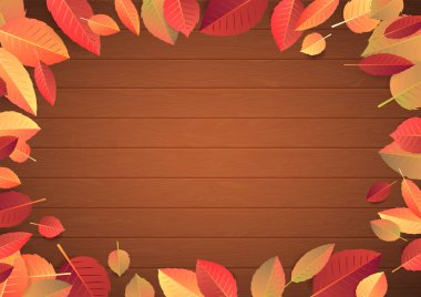 Sonbahar Ahşap Arka Plan. Vektör Tasarım için İllüstrasyon Bırakır