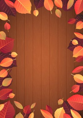 Sonbahar Ahşap Arka Plan. Vektör Tasarım için İllüstrasyon Bırakır