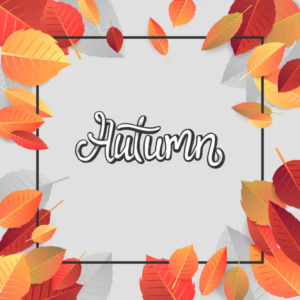 Autumn Lettering. Hand Written Typography on White Background. Vector Illustration for Your Design. — Stock Vector