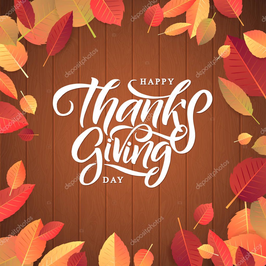 Thanksgiving Typography Poster. Celebration Huote Happy Thanksgiving for Holiday Postcard. Calligraphic logo or badge on White Background.