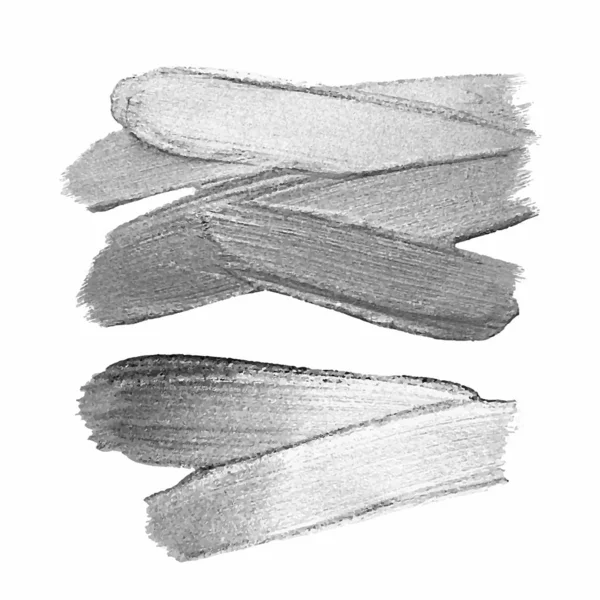 Silberner Pinselstrich auf weißem Hintergrund. Vektorillustration. glänzende graue Farbe Vektor texturierte abstrakte Pinselstrich — Stockvektor