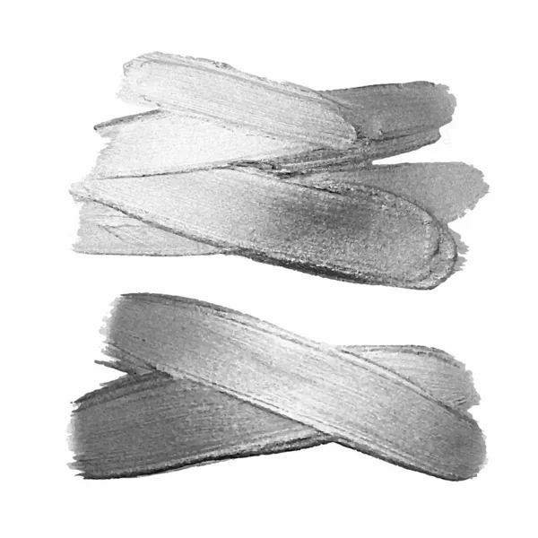 Silver paint brush stroke or abstract dab smear with silver glitter