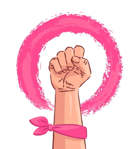 Засновник Руху Фемінізм Біла Рука Піднятим Кулаком Відзнака Влади Дівчат — стоковий вектор