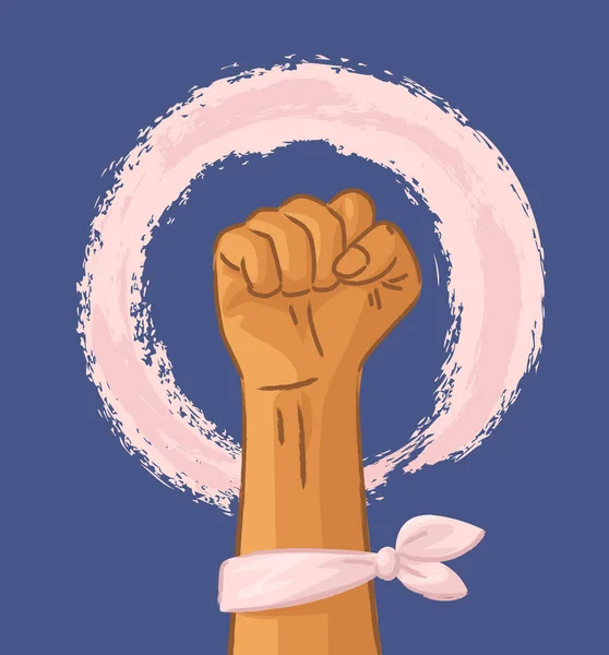 Символ Движения Феминизма Рука Индианки Поднятым Кулаком Знак Силы Девушки — стоковый вектор