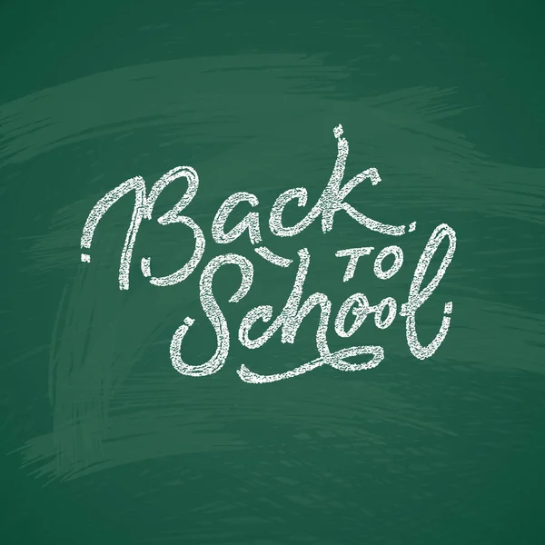 Back School Text Drawing White Chalk Blackboard School Items Elements — Stock Vector