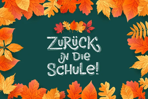 Alemão Back School Texto Desenhado Por Giz Branco Green Chalkboard —  Vetores de Stock