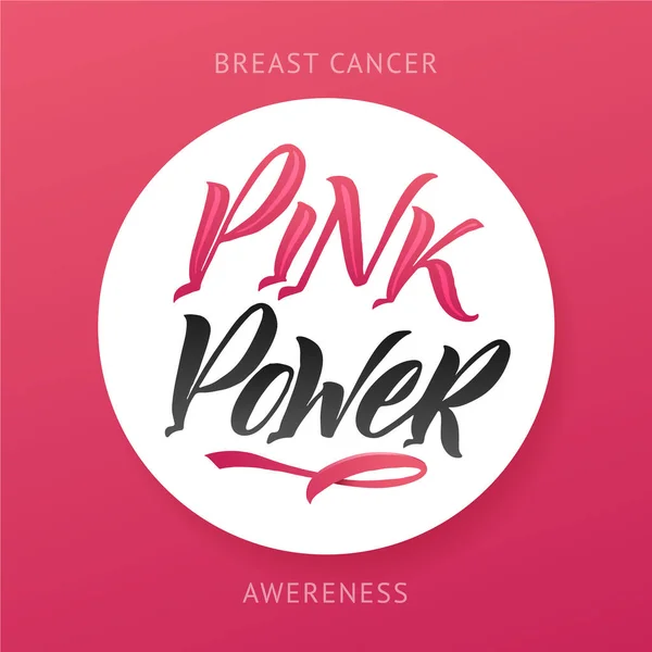 Design Mês Conscientização Sobre Câncer Mama Cartaz Rosa Design Redondo — Vetor de Stock