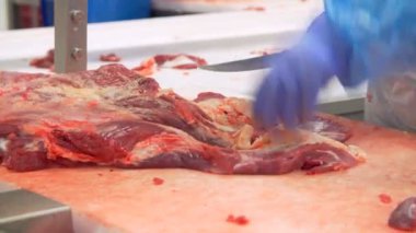 Konveyör bandı ile kasap kesme sığır eti