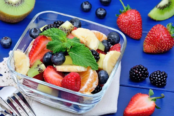 Salad Fresh Fruits Berries Bowl Table — Stock Photo, Image