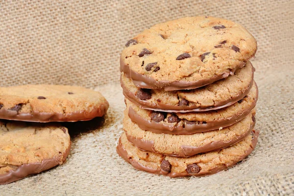 Închiderea Cookie Urilor Pânza Iută — Fotografie, imagine de stoc