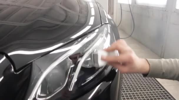 Auto Koplamp Beschermende Coating Keramische Auto Coating — Stockvideo