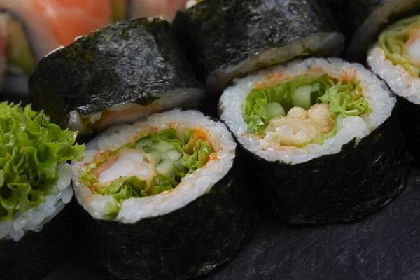 Conjunto Sushi Fresco Saboroso — Fotografia de Stock