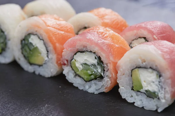 Conjunto Sushi Fresco Saboroso — Fotografia de Stock